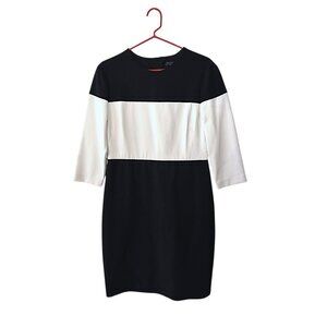 rag & bone Carola Shift Dress Black White Colorblock Fitted Knee Length Size 10